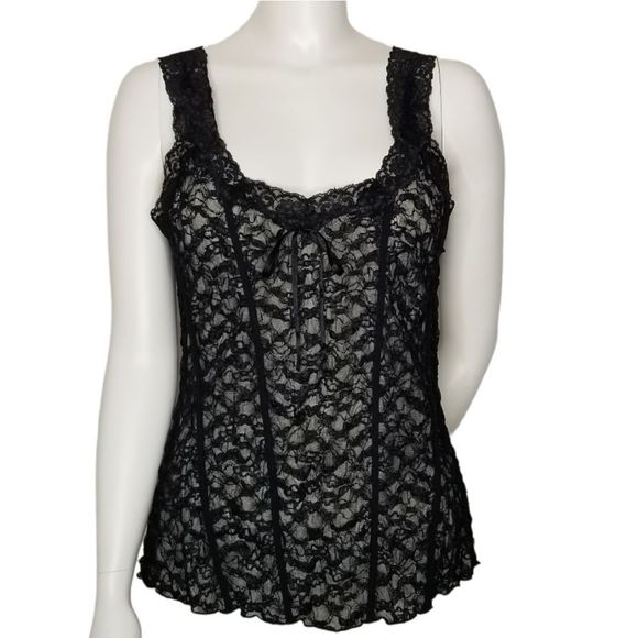 INC International Concepts Black Lace Lined Womens Tank‎ Top - Picture 1 of 13